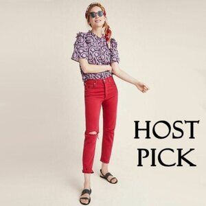 NWT Citizens of Humanity red high rise straight leg crop jeans 23